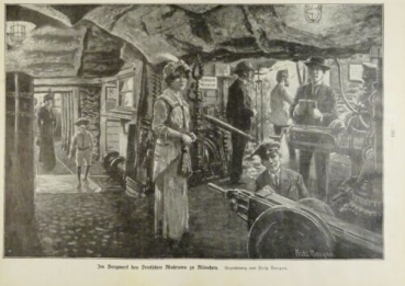 1917 - alter Druck - Im Bergwerk des Deutschen Museums zu München (Urzeichnung von Fritz Bergen)